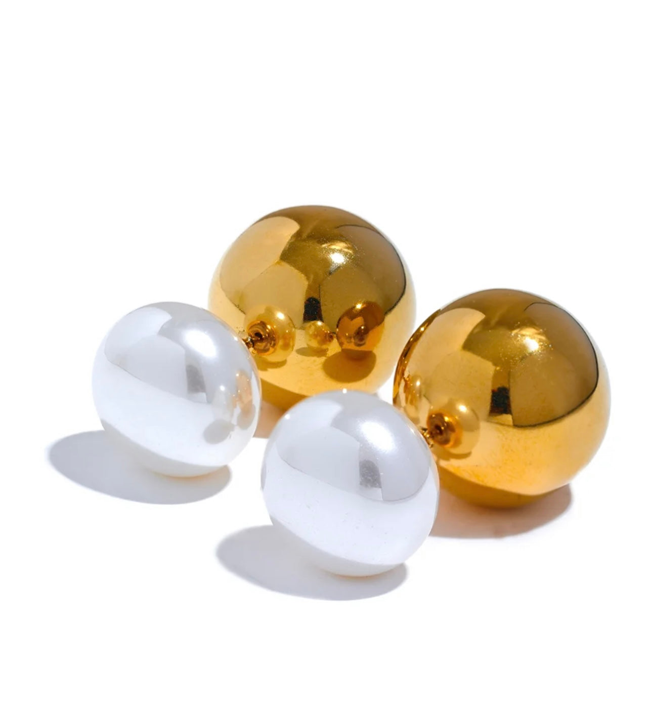 Gold & Pearl Bubble Studs