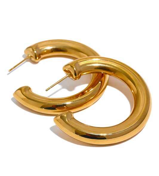 Gold Solid Halo Hoops