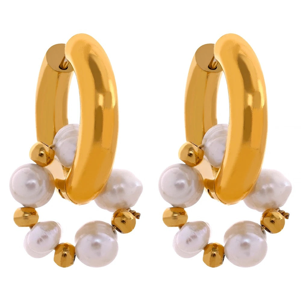 Pearl Double Hoops