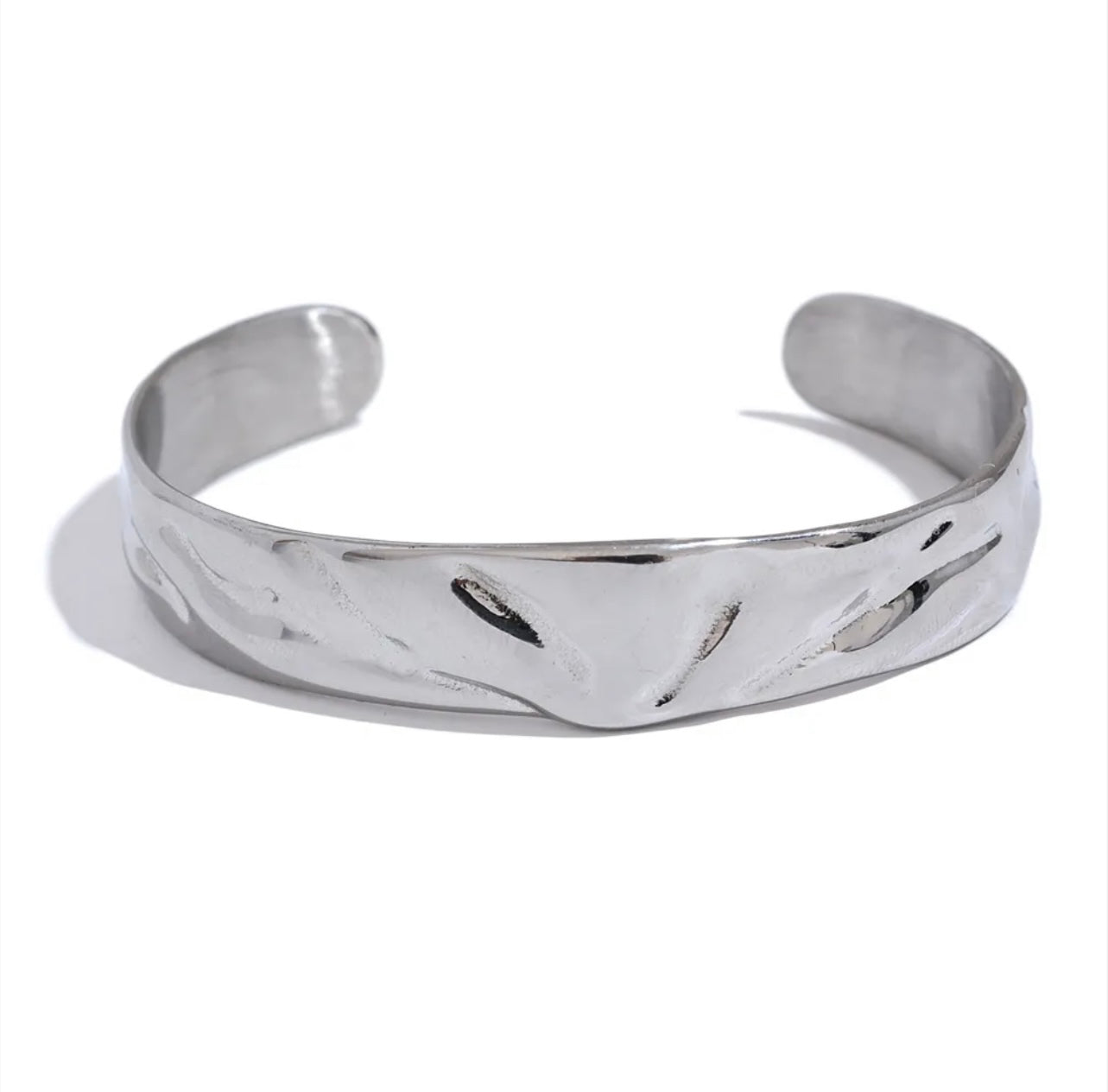 Silver Chunky Textured Bangle