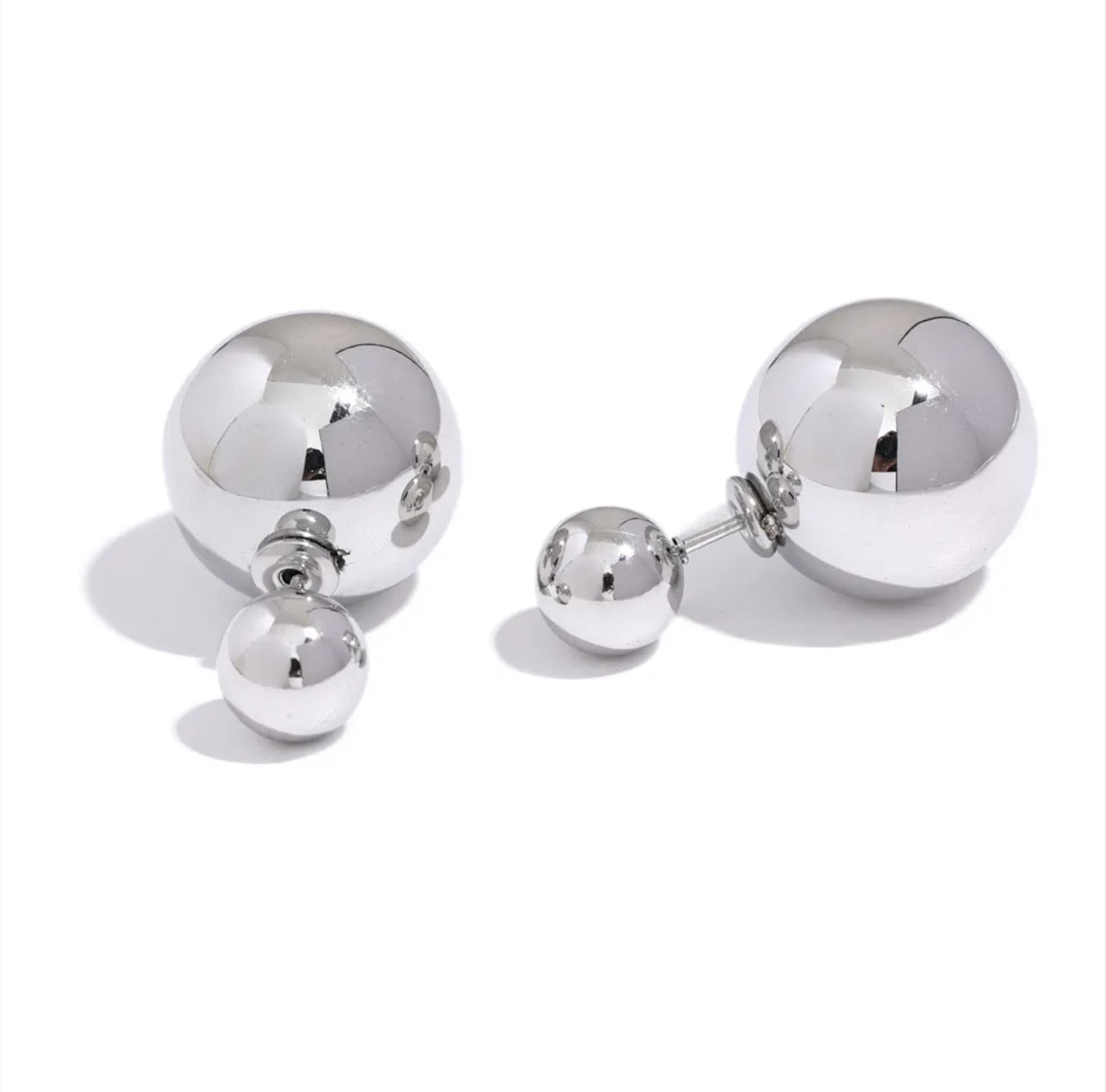 Silver Double Bubble Studs