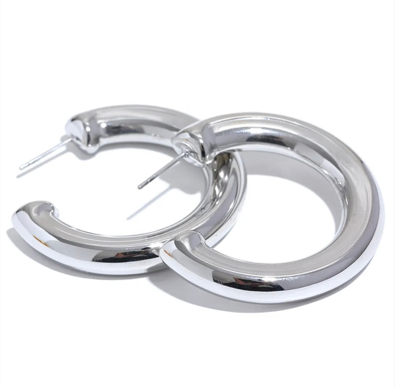 Silver Solid Halo Hoops